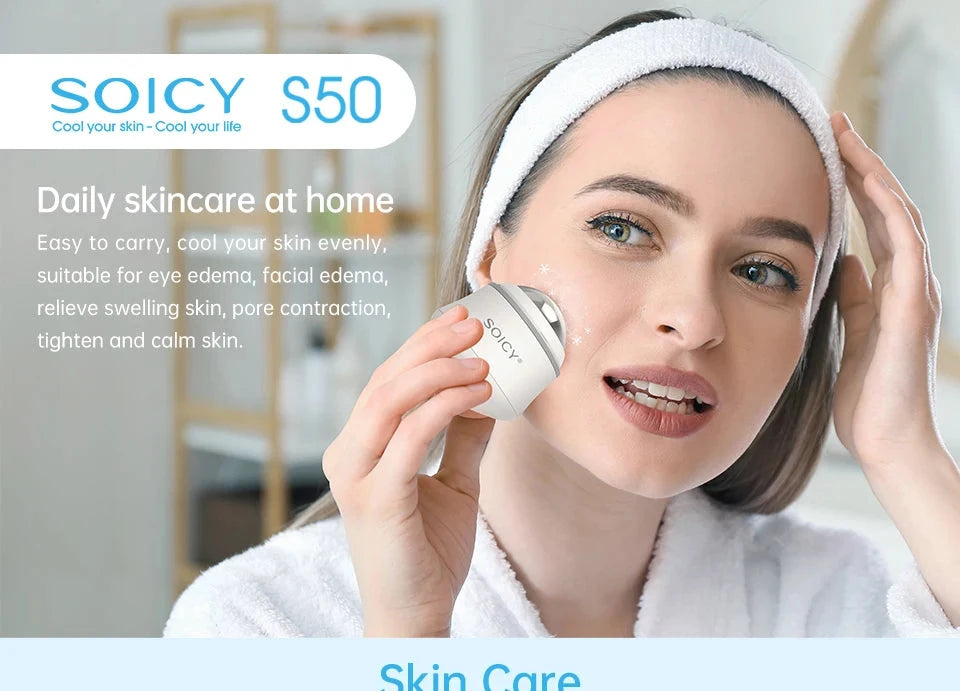 Rotation Stainless Steel Ice Roller For Face With Case Cold Massage Ball Facial Roller for Pain Relief Tighten Skin