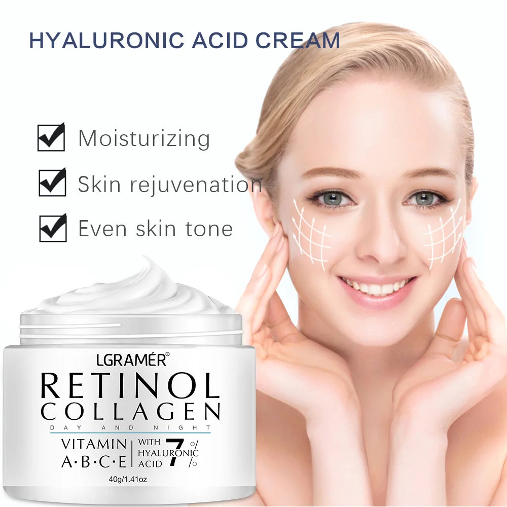 Retinol Face Cream Moisturizing Nourishing Wrinkle Remover Collagen Hyaluronic Acid Shrink Pores Firming Skin Care Cosmetic - AMULET RING STORE