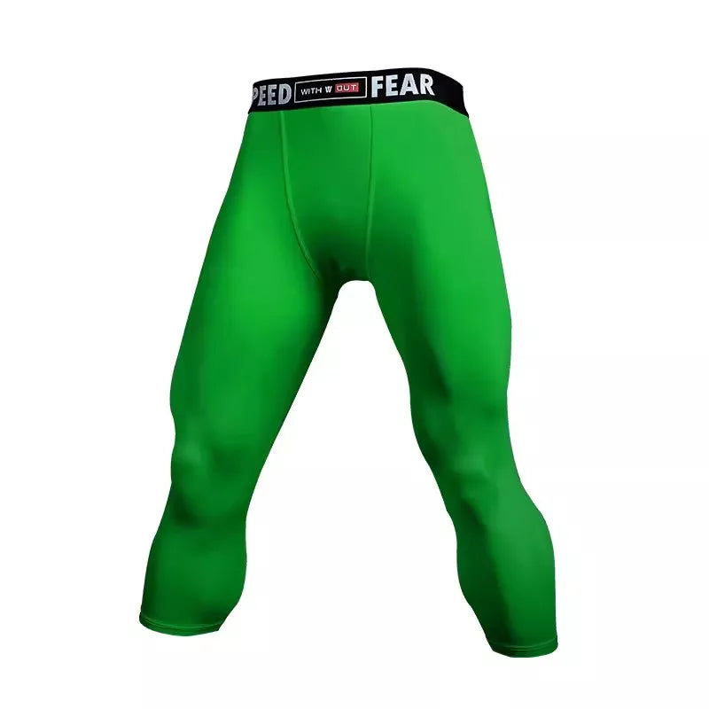 Men Kid Boy Girl GYM Capri Running Tight Pants Basketball Football Soccer Exercise Sport 3/4 Cropped Kneelet Leggings Shorts 714