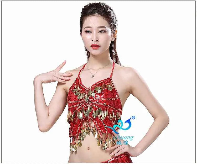 Sexy Belly Dance Bra Top Women's Sensual Strap Hanging Ne Vest Dance Clothing Adult Fem Polyester Sportswear Yoga Fitn