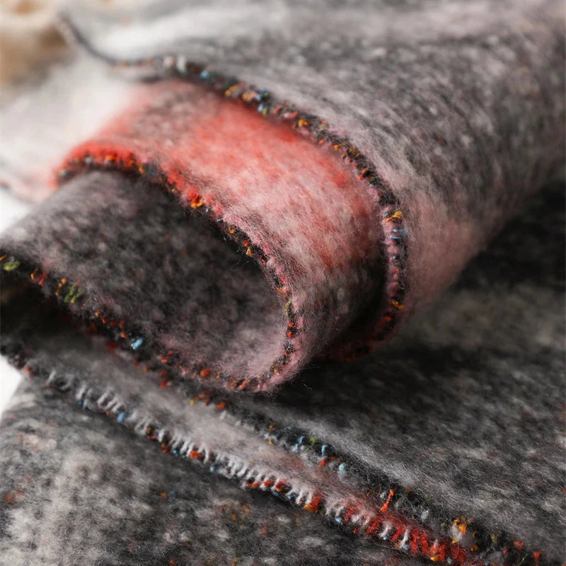 2025 New Rainbow Color Stripe Winter Warm Women Scarf Cashmere Luxury Shawls Thick Neckerchief Hijab Wraps Pashmina Foulard