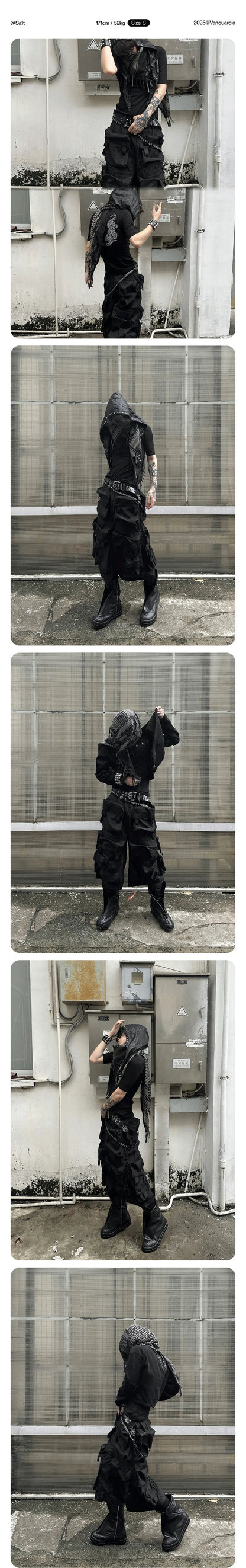 Mauroicardi Spring Summer Cool Handsome Thin Black Nylon Cargo Shorts for Men with Many Pockets Luxury Emo Techwear Clothes 2025