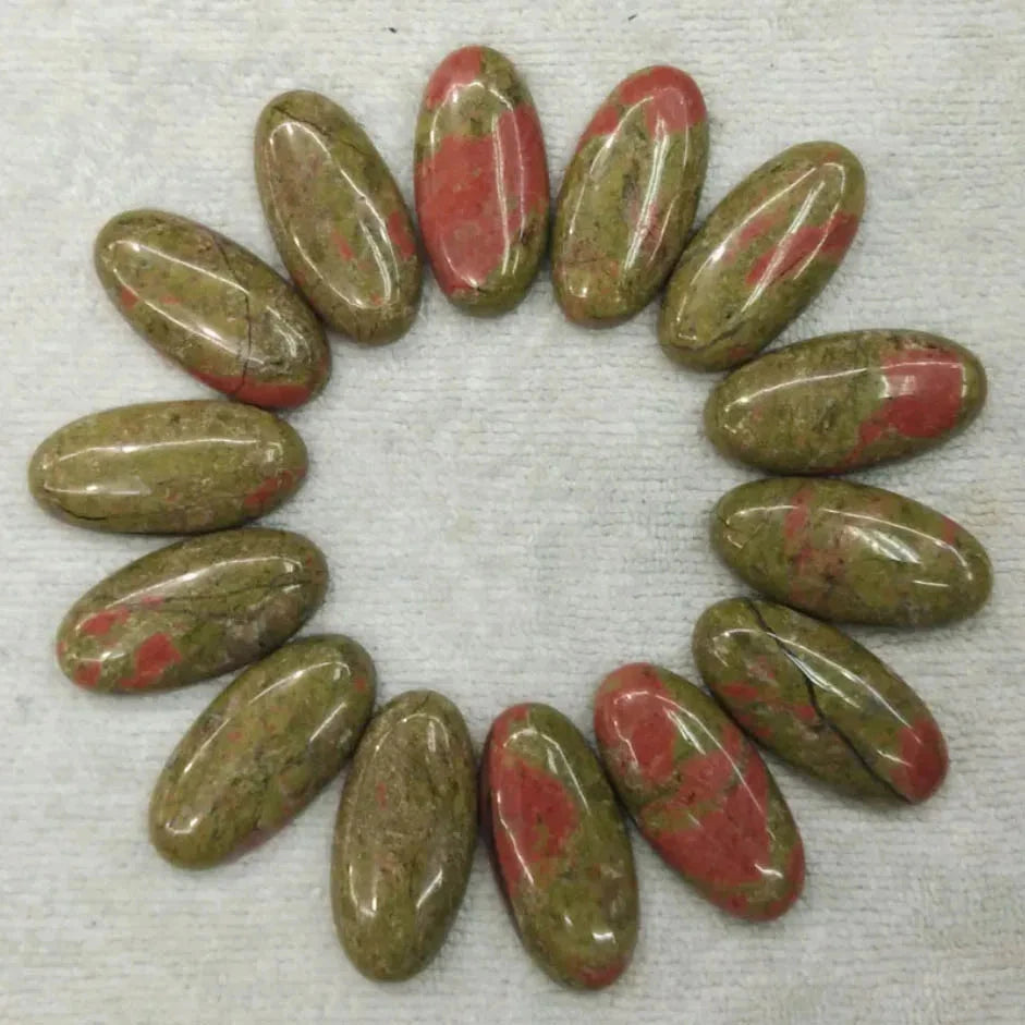 Fashion Mix natural Stone oval cabochons beads diy Jewelry accessories making 15x30mm Wholesale 20pcs/Lot fast shipping - AMULET RING STORE
