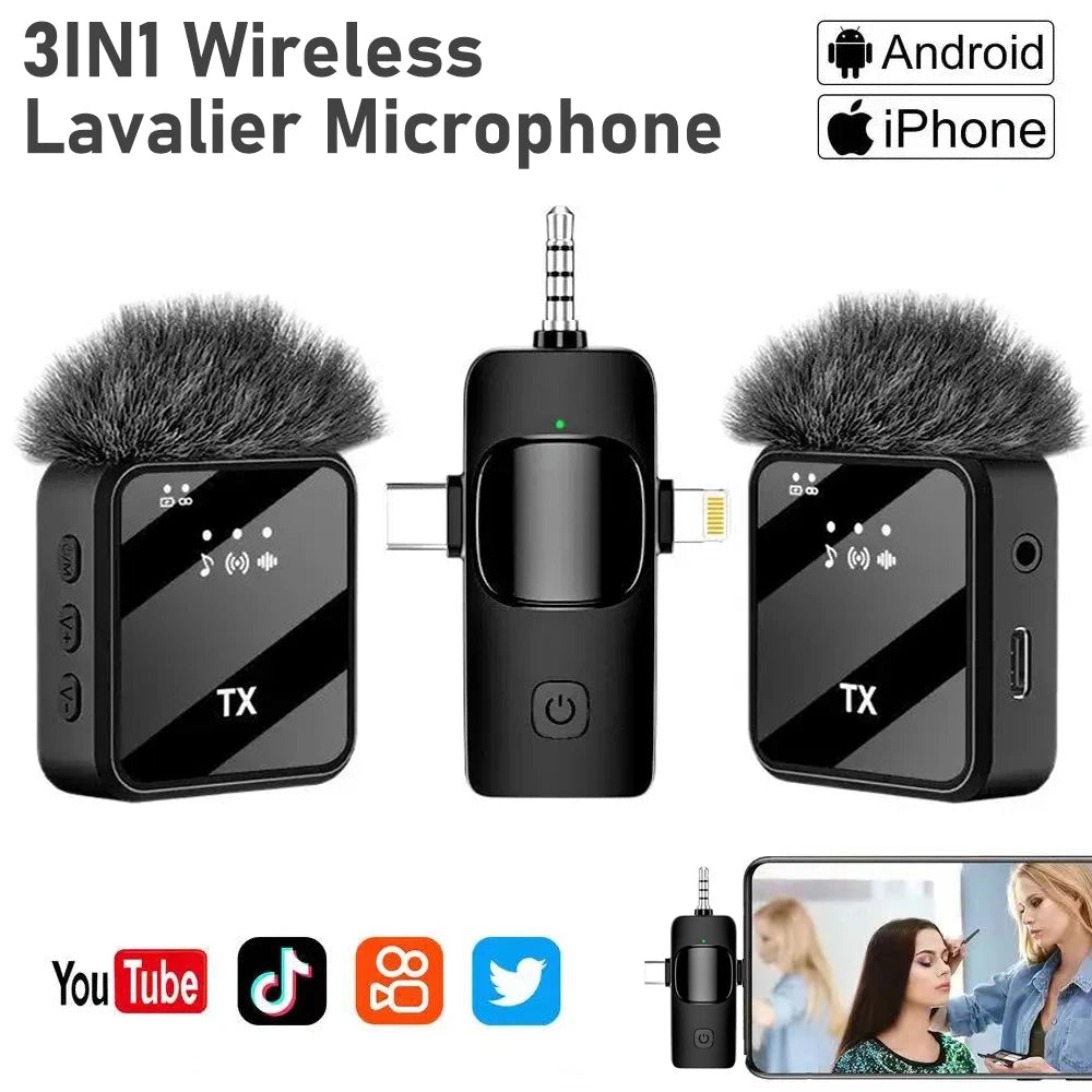 Wireless Lavalier Microphone for Camera,iPhone,Android,Microphone Reverb Sound Video Recording Podcast Noise Reduction Clip mic