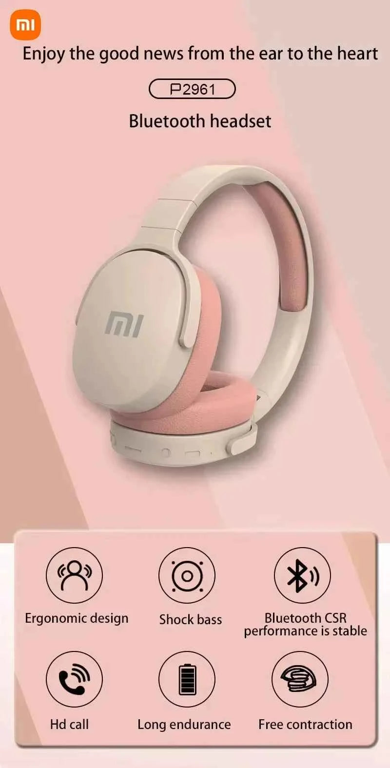 Xiaomi NEW Wireless Headphones Bluetooth 5.3 Earphone Stereo HIFI Headset Game Earbuds Lightweight with Mic For Samsung Iphone