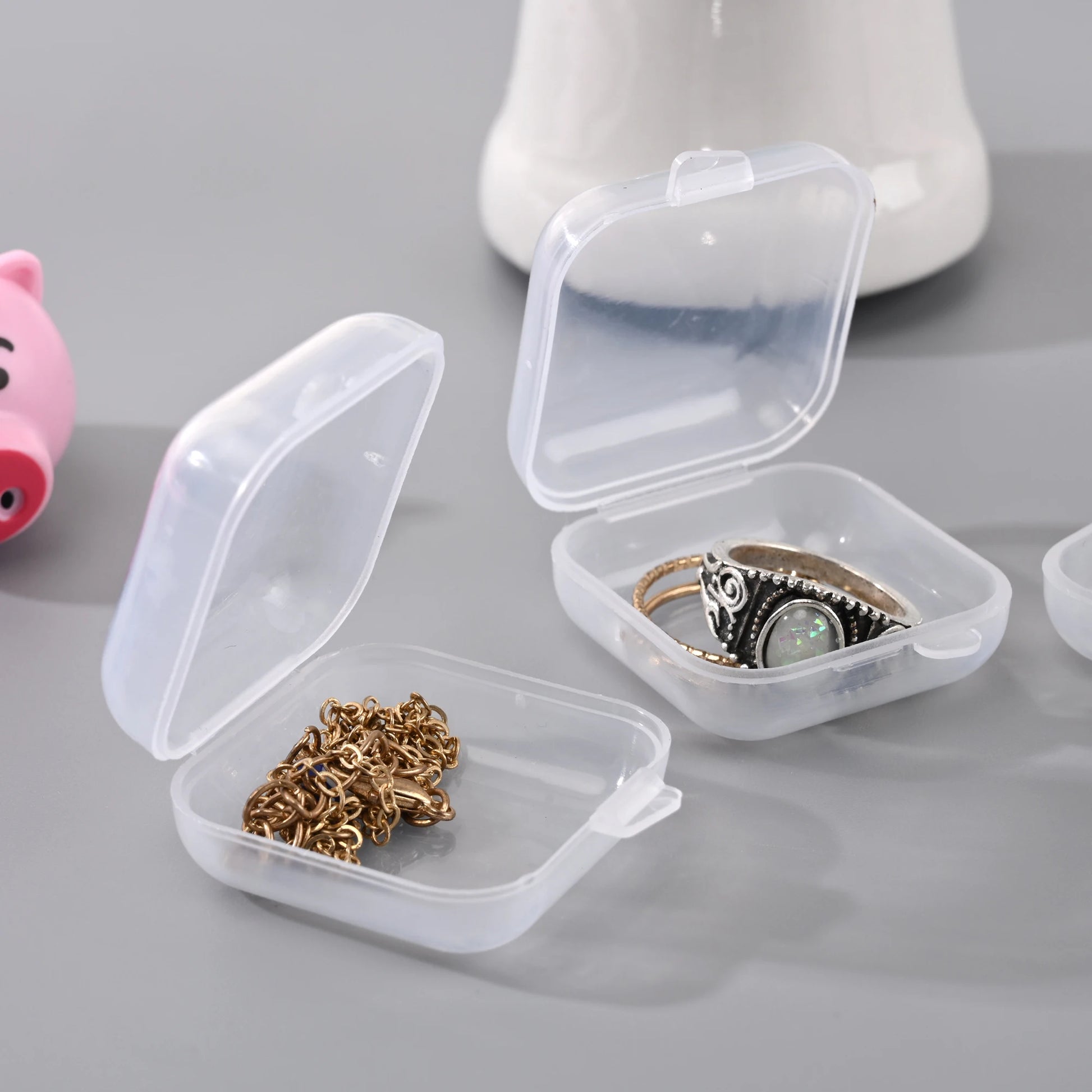 Mini Square Transparent Plastic Small Boxes Pill Jewelry Storage Case Finishing Container Storage Small Pill Box Earplug Box - AMULET RING STORE
