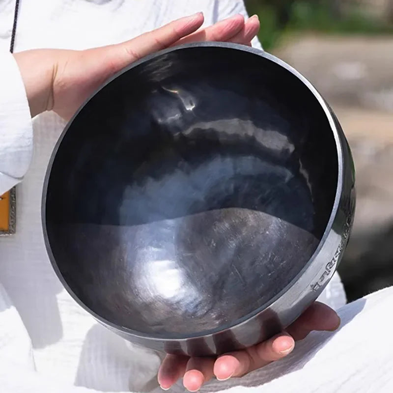 Full Moon Tibetan Singing Bowl Handmade Mindfulness Meditation Nepal Singing Bowls Yoga Chakra Sound Healing Therapy Accessories - AMULET RING STORE