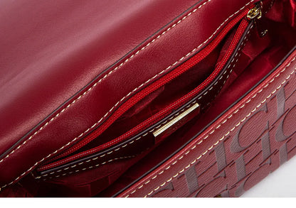 Fashion Design Model Metal Accessories Buckle Women's Shoulder Bag Luxury Brand 2025 Fashion Solid Colour Printed Head Bag