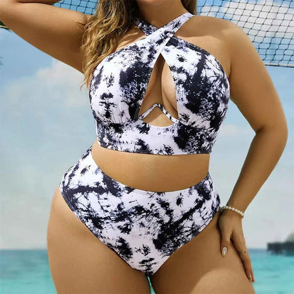 New 0xL-4XL printed bikini large size swimwear plus size women swimsuit female two-pieces bikini set bather bathing suit k5630