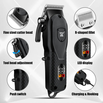 hiena Hair Clipper Kit for Men Electric Shaver Hair Trimmer Professional Cutting Machine Hair Trimmer with LCD Digital Display - AMULET RING STORE