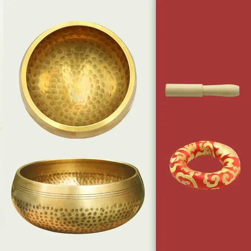 Bronze Tibetan Bowl Handmade Singing Bowls Genuine Pretty Meditation Musical Instruments Sound Healing Buddhist Monk Supplies - AMULET RING STORE
