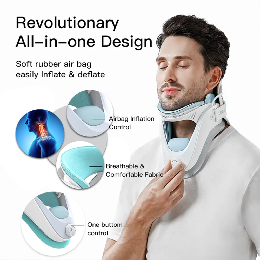 Cervical Traction Device & Neck Brace Set Neck Stretcher Adjustable Neck and Shoulder Relaxer Comfortable for Home Travel Office - AMULET RING STORE