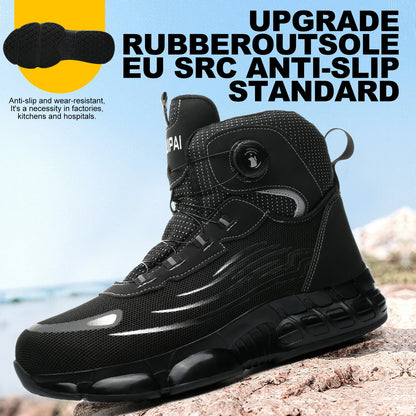 Men's high top lace-free comfortable soft sole anti-smash and puncture resistant work shoes - AMULET RING STORE