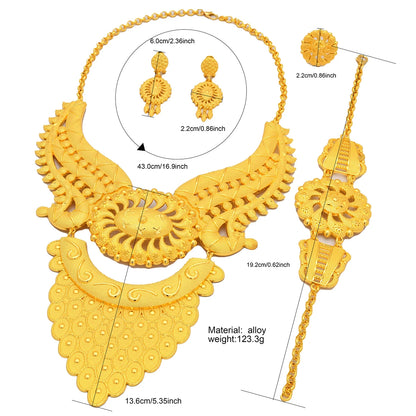 ANIID African Luxury Big Jewelry Set For Women Dubai 24K Gold Color Long Necklace Sets Wedding Party Gifts Wholesale