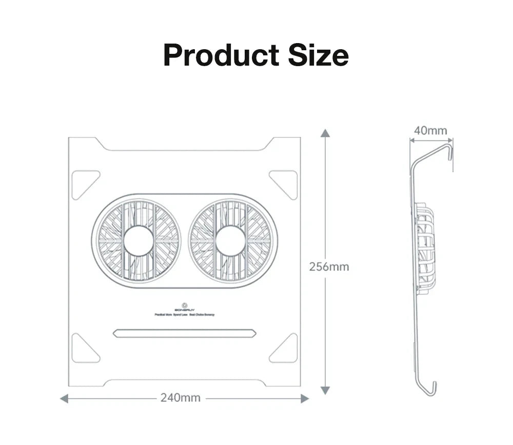 2 High - Speed Fan Aluminum Laptop Cooler with Pad, Adjustable Stand, for 10 - 15" Laptops - AMULET RING STORE