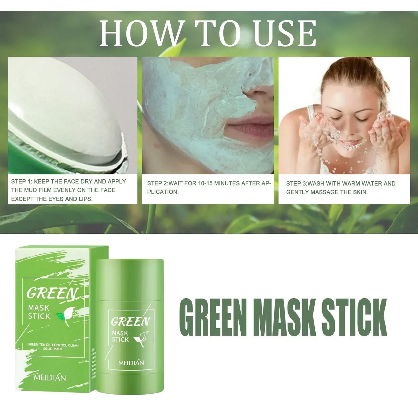 40ml Remove Blackhead Green Tea Solid Mask Clean Stick Mask Facial Dispel Acne Blemish Shrink Pores Korean Skin Care Multipack - AMULET RING STORE
