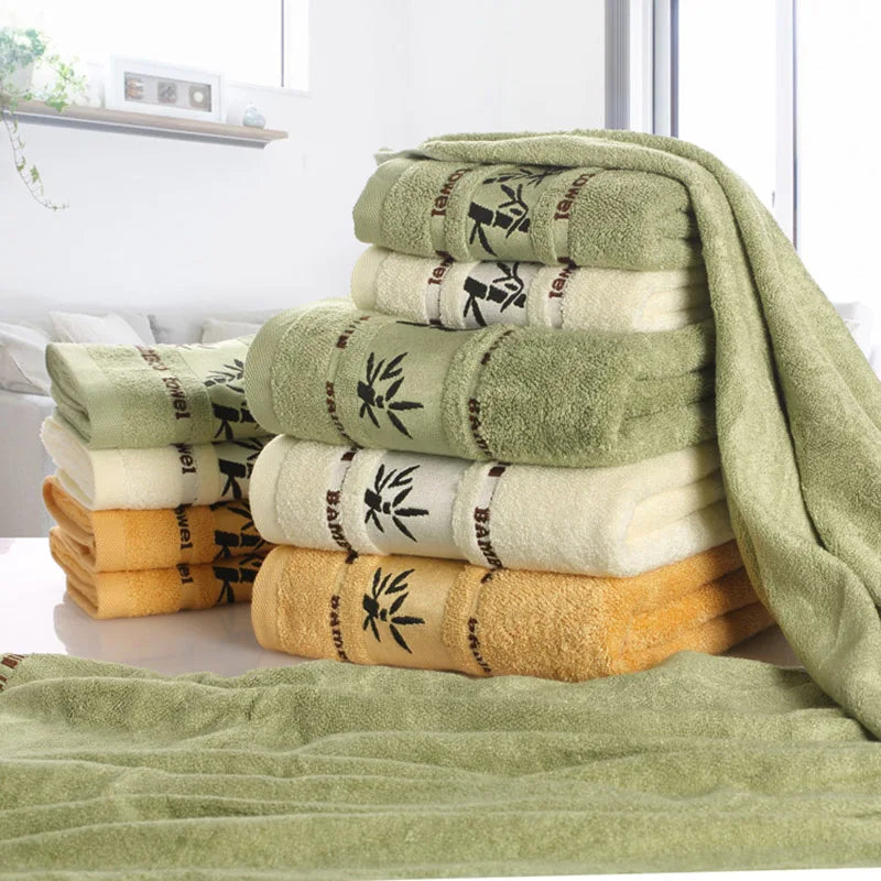 Set of 1/4/6 Bamboo Fiber Towels Sets Home Bath Towels Adults Face Towel Thick Absorbent Luxury Bathroom Towels Toalha De Praia - AMULET RING STORE