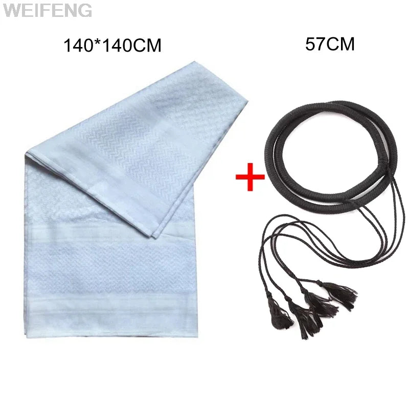 Muslim Shemagh Scarf Traditional Islamic Accessories Headscarf Islamic Neck Wrap Headscarf Windproof Arab Keffiyeh Shemagh Scarf - AMULET RING STORE