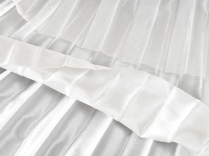 2023 Summer Tulle Mesh Gradient Skirt High-end High Waist Long Skirt Elegant Evening Party Sexy A-line Pleated Skirts Women Boho