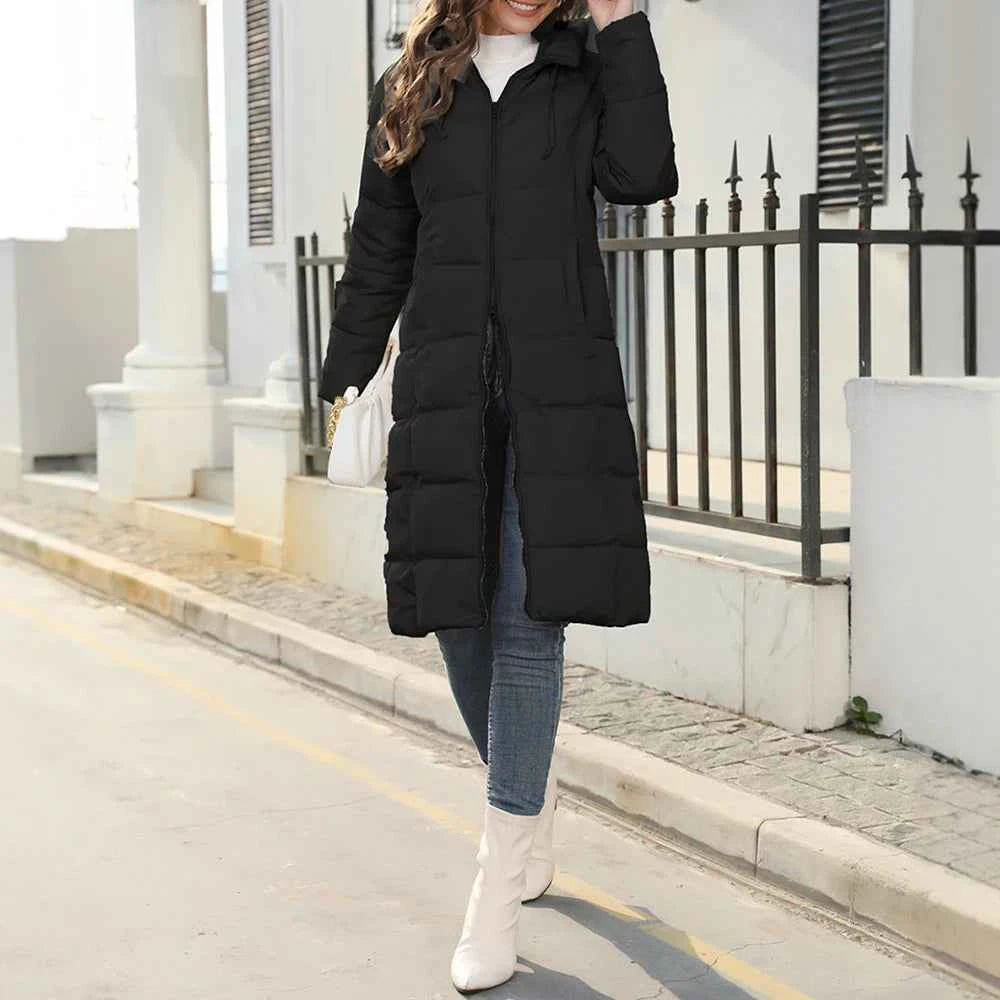 Women's Padded Coat Autumn Winter Simple Basics Zipper Long Sleeve Hoodie Daily Long Padded Clothes