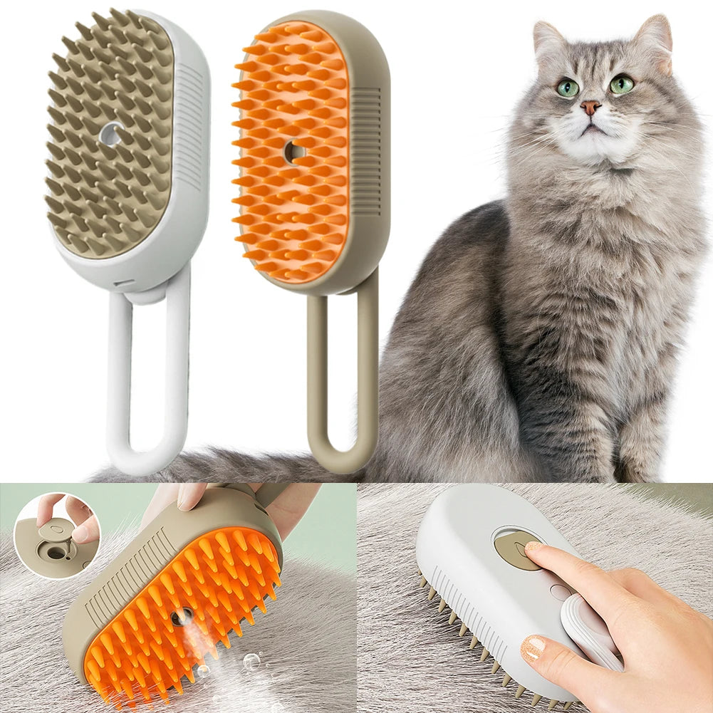 1-5pcs Cat Steam Brush USB Electric Water Spray Kitten Pet Comb Silicone Dog Bath Massage Brush with Liquid Grooming Supplies - AMULET RING STORE