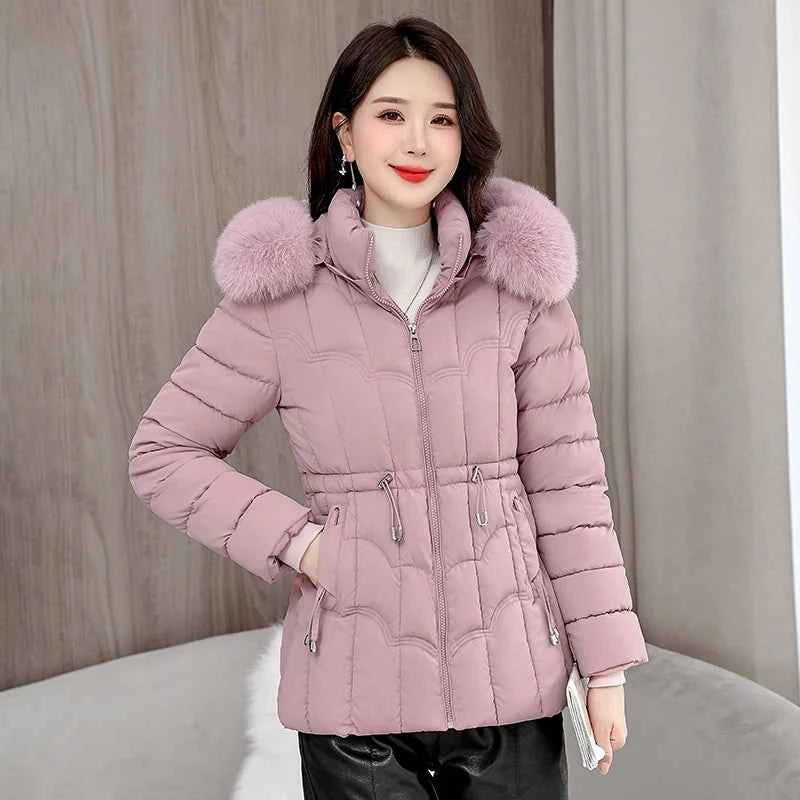 Winter 2025 New Down Jacket Women Parkas Fashion High-Quality Warm Cotton Padded Coat Ladies Short Overcoat Hooded Overwear Tops