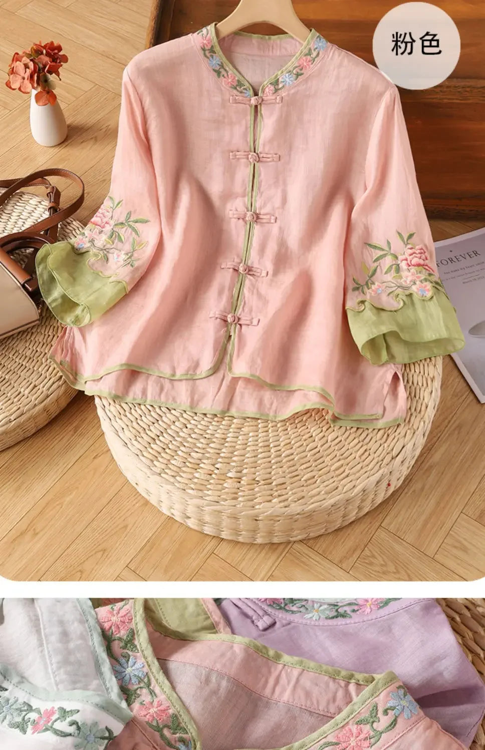 Casual Loose Blouse Shirt Women Clothes Summer Cotton Linen Ladies Tops Tee Blusas Vintage Embroidery Woman Shirt Camiseta Mujer