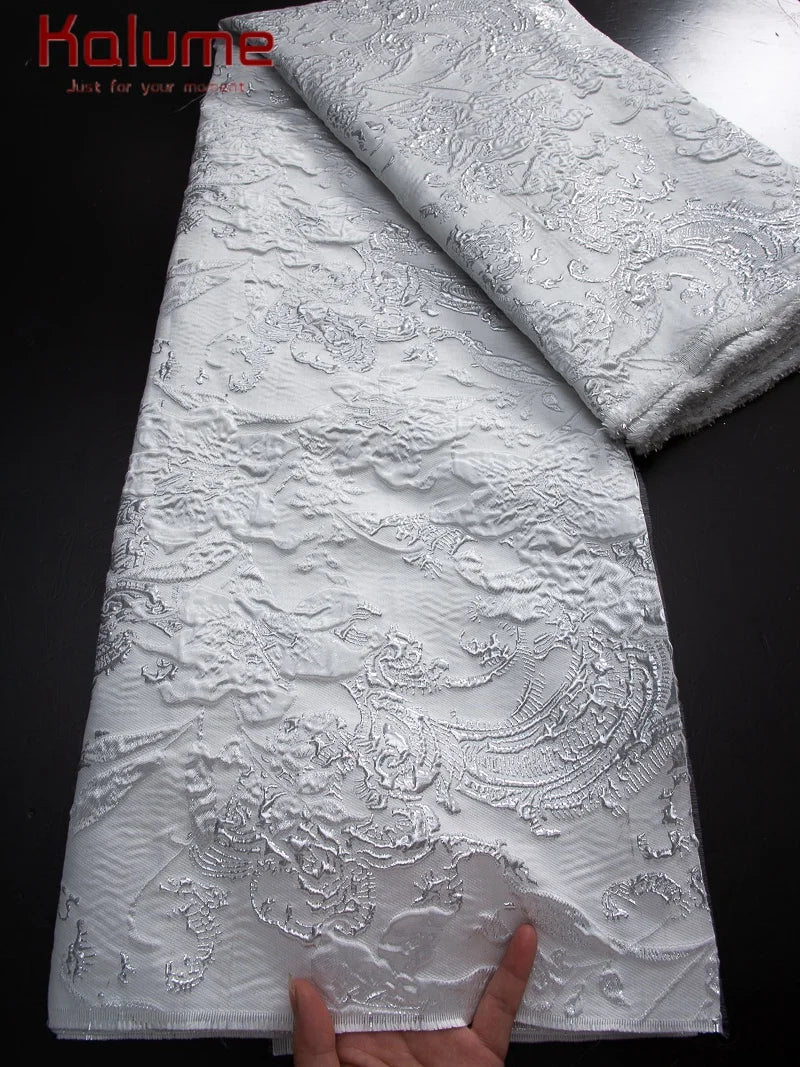 Kalume 2025 African Gilding Jacquard Lace Fabric High Quality Brocade Lace Fabric Ship From U.S. For Sewing Party Dress F4329