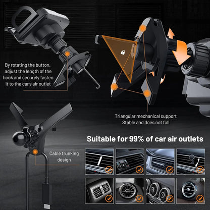 2-in-1 Car Wireless Charger Dual Coil Fold Screen Phone Fast Charging For Samsung Galaxy Z Fold 5 6 Air Vent Car Phone Holder