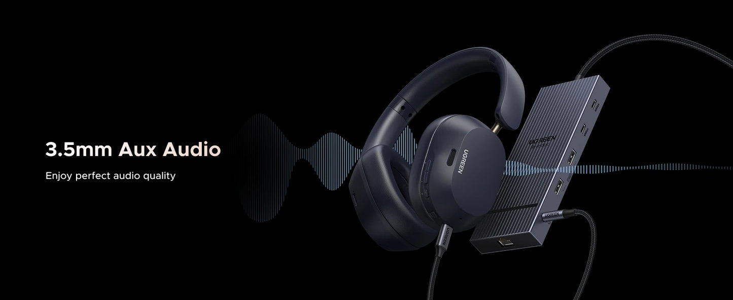 UGREEN USB HUB 4K120Hz DP Type-C to 4K60Hz 2xHDMI SD/TF RJ45 3.5mm USB3.2 Gen2 10Gbps Data for Laptop Dell HP Lenovo Accessories