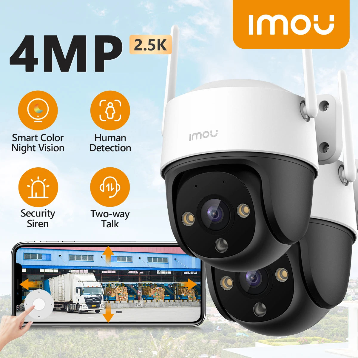 IMOU 2PCS Outdoor IP66 Cruiser SE+ 4MP Set Wi-Fi Camera Security Smart Color Night Vision 360° Coverage Smart Auto Tracking - AMULET RING STORE