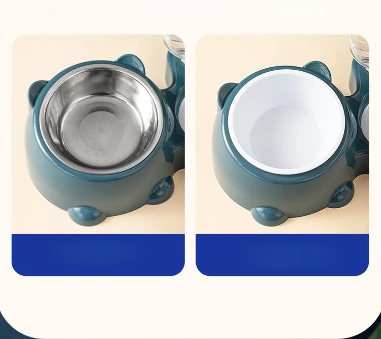Cat Bowl 2-in-1 Drinking Water Dog Food Pot Water Bowl Rice Pot Pet Supplies Cat Bowl Pet Drinking Water Feeding Integration - AMULET RING STORE