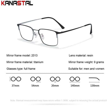 Men Prescription Glasses Optics Lenses  Reading Glasses Women Blue Light Blocking Myopia Eyewear Metal Titanium Eyeglasses Frame