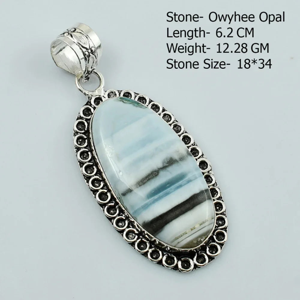Genuine Moonstone Botswana Agate Prehnite Owyhee Opal  Pendant Women Jewelry gift