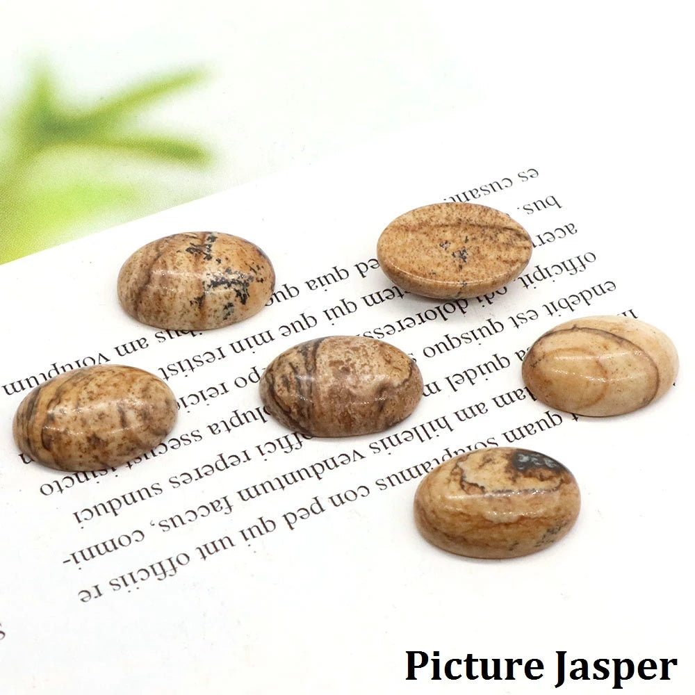 5pcs/Lot Natural Crystals Stone Oval Cabochon Beads Flat Back Cab Cameo DIY Ring Pendant Necklace Jewelry Making Accessories