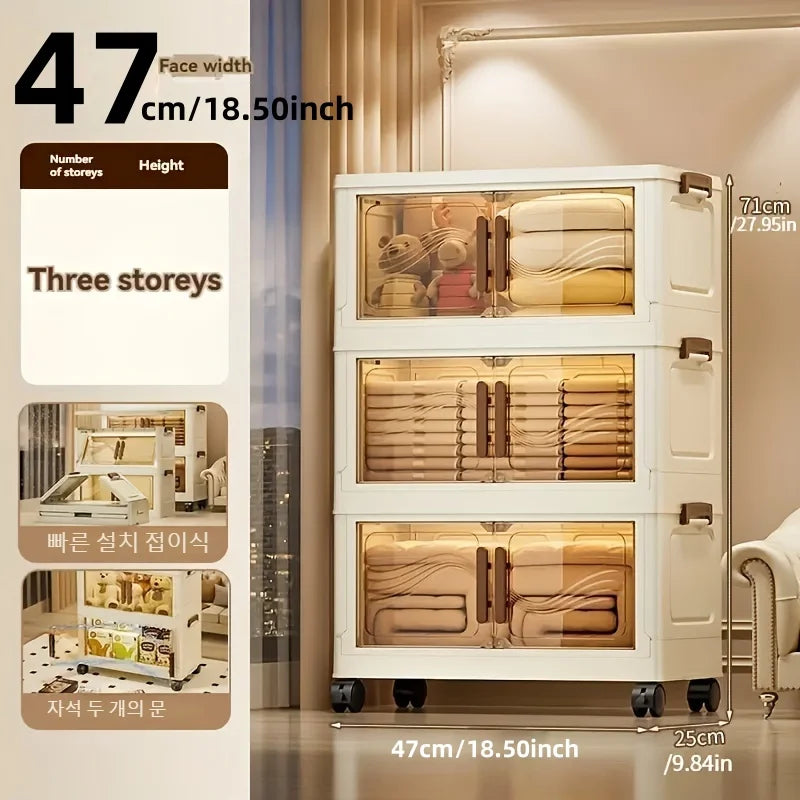 Foldable Storage Box with Clear Door - Spacious, Durable, and Easy-to-Assemble - Ideal for Organizing Clothes, Books, Toys, and - AMULET RING STORE