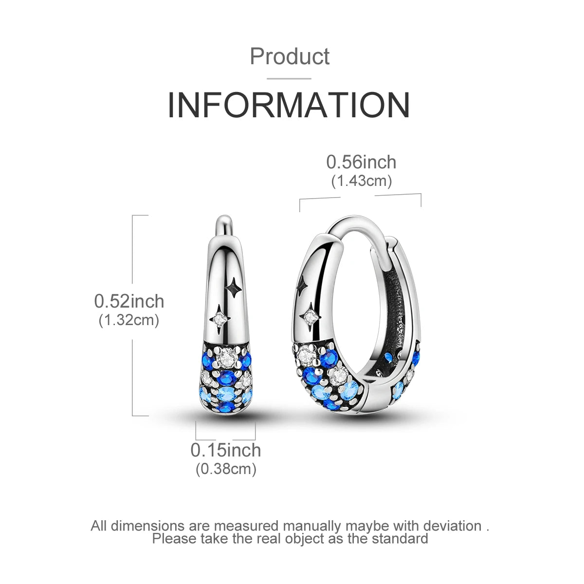 925 Sterling Silver Exquisite Blue star Earrings Jewelry Versatile Hoop Earrings For Women Jewelry Birthday Party Gifts - AMULET RING STORE