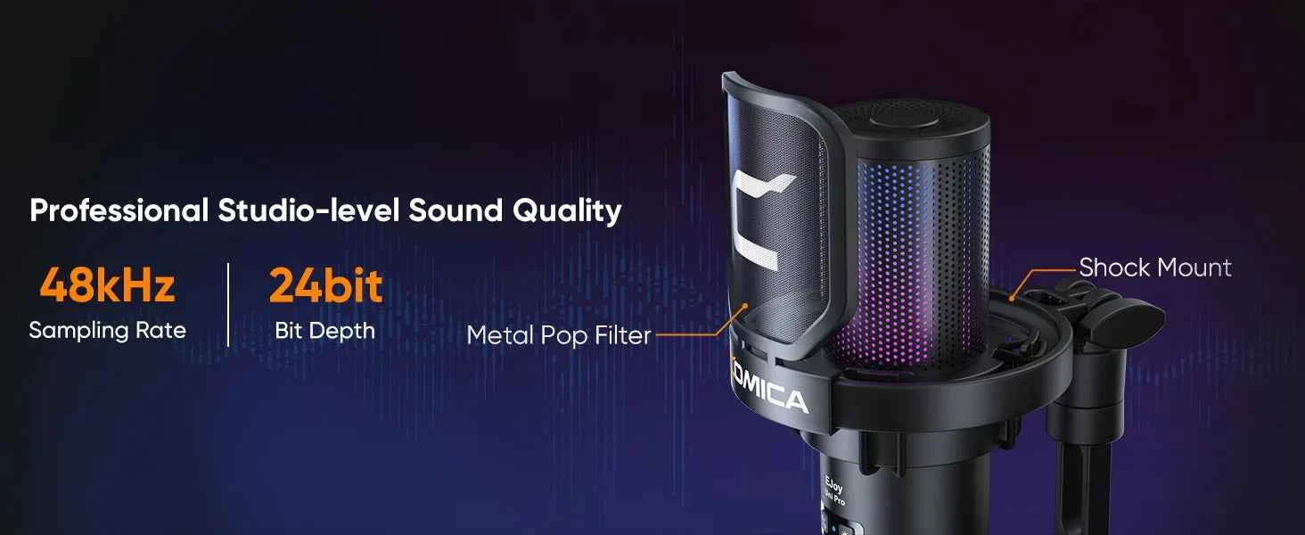 COMICA Uni D Uni A Wired USB Gaming Microphone for PC Laptop Phone Noise Cancellation Condenser Mic With RGB Lighting