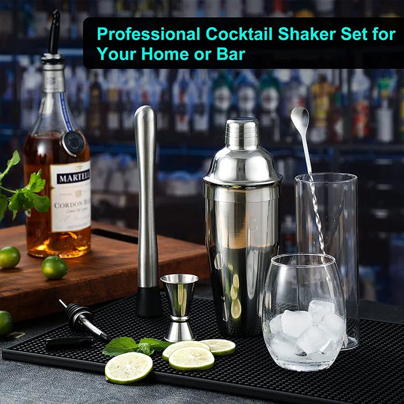 6/7/10pcs Stainless Steel Cocktail Shaker Bartending Tools Bartender Kit Martini Sharker Drink Mixer Set With Storage Bag - AMULET RING STORE