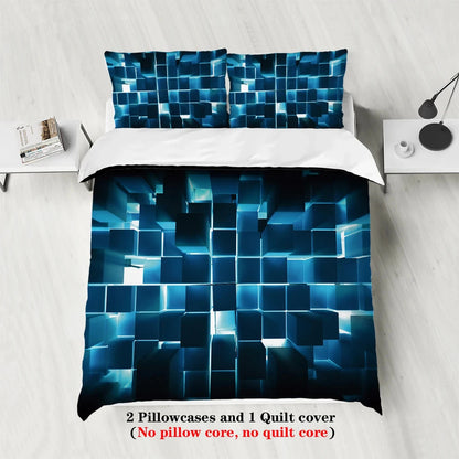 3pcs Duvet Cover Set, Red Transparent Grid Visual Effects Print, Soft, Comfortable and Breathable, Bedding Set for Bedroom,Hotel - AMULET RING STORE