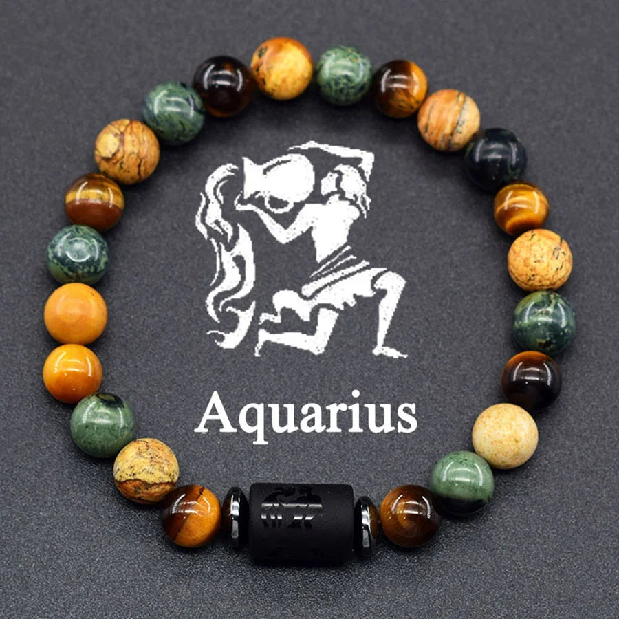 12 Zodiac Sign Bracelet Homme Constellation Bracelet for Men Aries Virgo Leo Libra Charm Bangle Women Friendship Jewelry on Hand