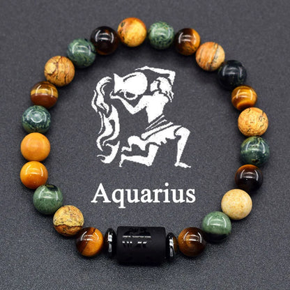12 Zodiac Sign Bracelet Homme Constellation Bracelet for Men Aries Virgo Leo Libra Charm Bangle Women Friendship Jewelry on Hand