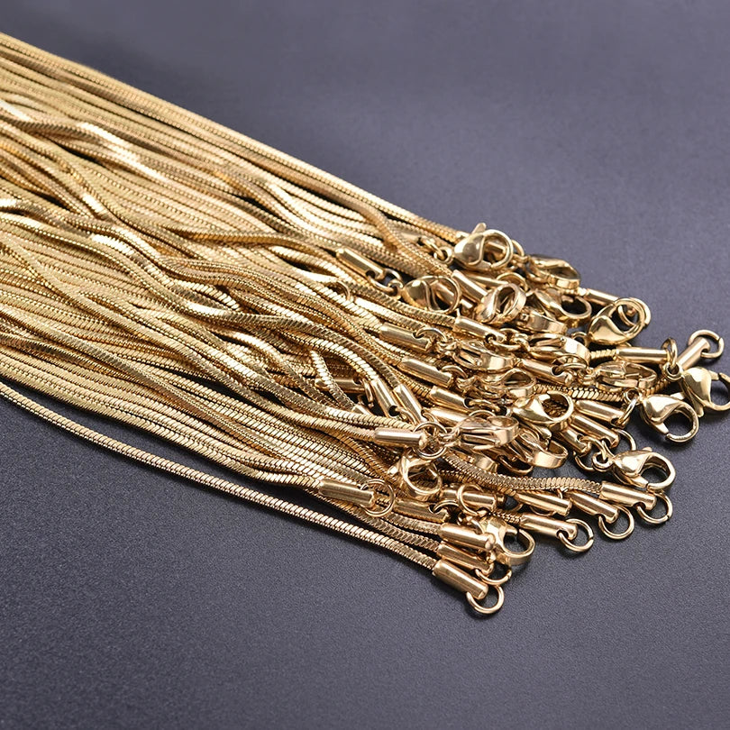 Wholesale 45/50/60/70cm Snake Chain Necklace Stainless Steel Necklaces For Women Men Accessories Vintage Jewelry Collares Hombre - AMULET RING STORE