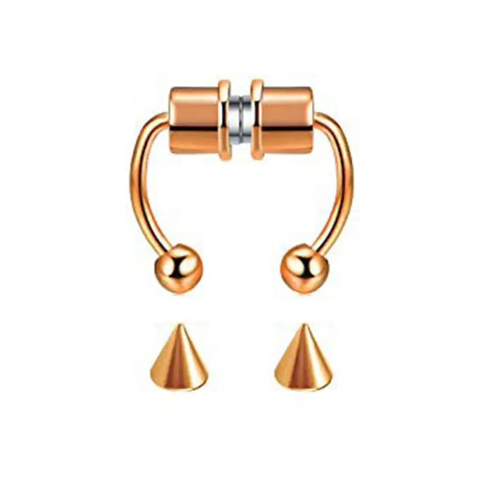 Fake Nose Piercing Septum Hoop Nose Clip HipHoop Rock Steel Magnet Nose Punk Body Jewelry For Unisex High-end - AMULET RING STORE