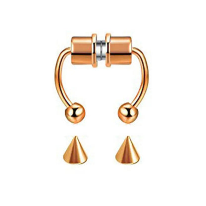 Fake Nose Piercing Septum Hoop Nose Clip HipHoop Rock Steel Magnet Nose Punk Body Jewelry For Unisex High-end - AMULET RING STORE