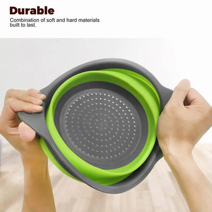 Silicone Round Folding Vegetable Fruits Washing Drain Basket Collapsible Colander Strainer Basket Kitchen Gadgets - AMULET RING STORE