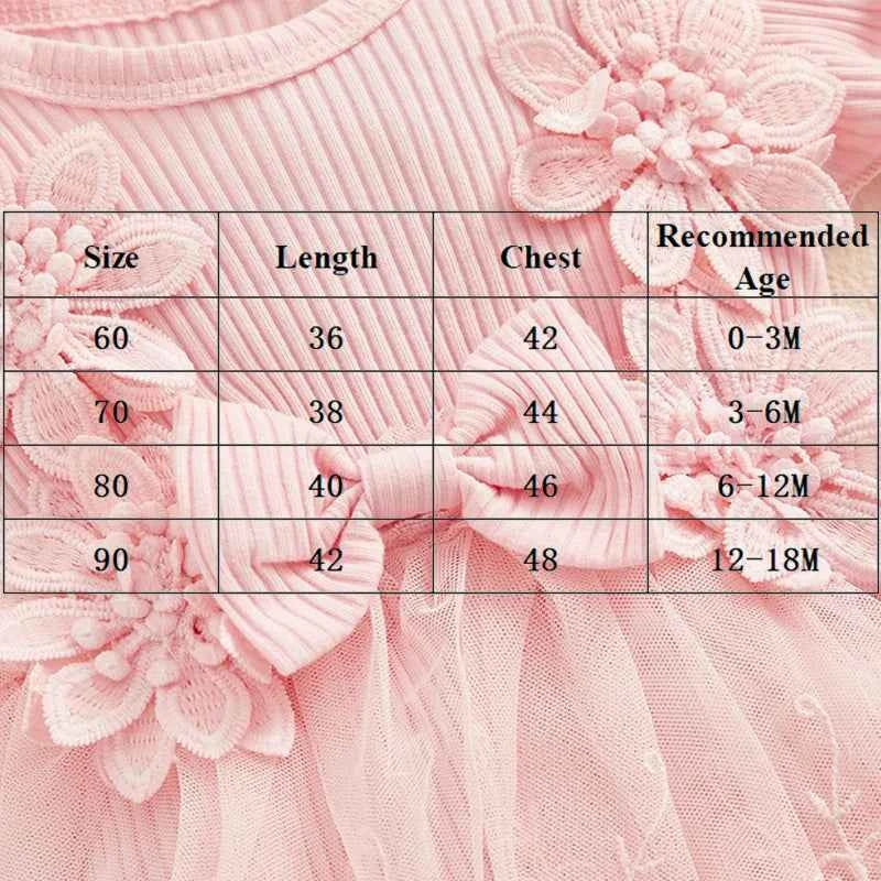 3D Flower Summer Baby Girls Romper Princess Mesh Newborn Clothes Lace Patchwork Ruffle Bodysuit Dress Headband Kids Clothing