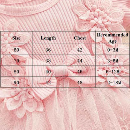 3D Flower Summer Baby Girls Romper Princess Mesh Newborn Clothes Lace Patchwork Ruffle Bodysuit Dress Headband Kids Clothing