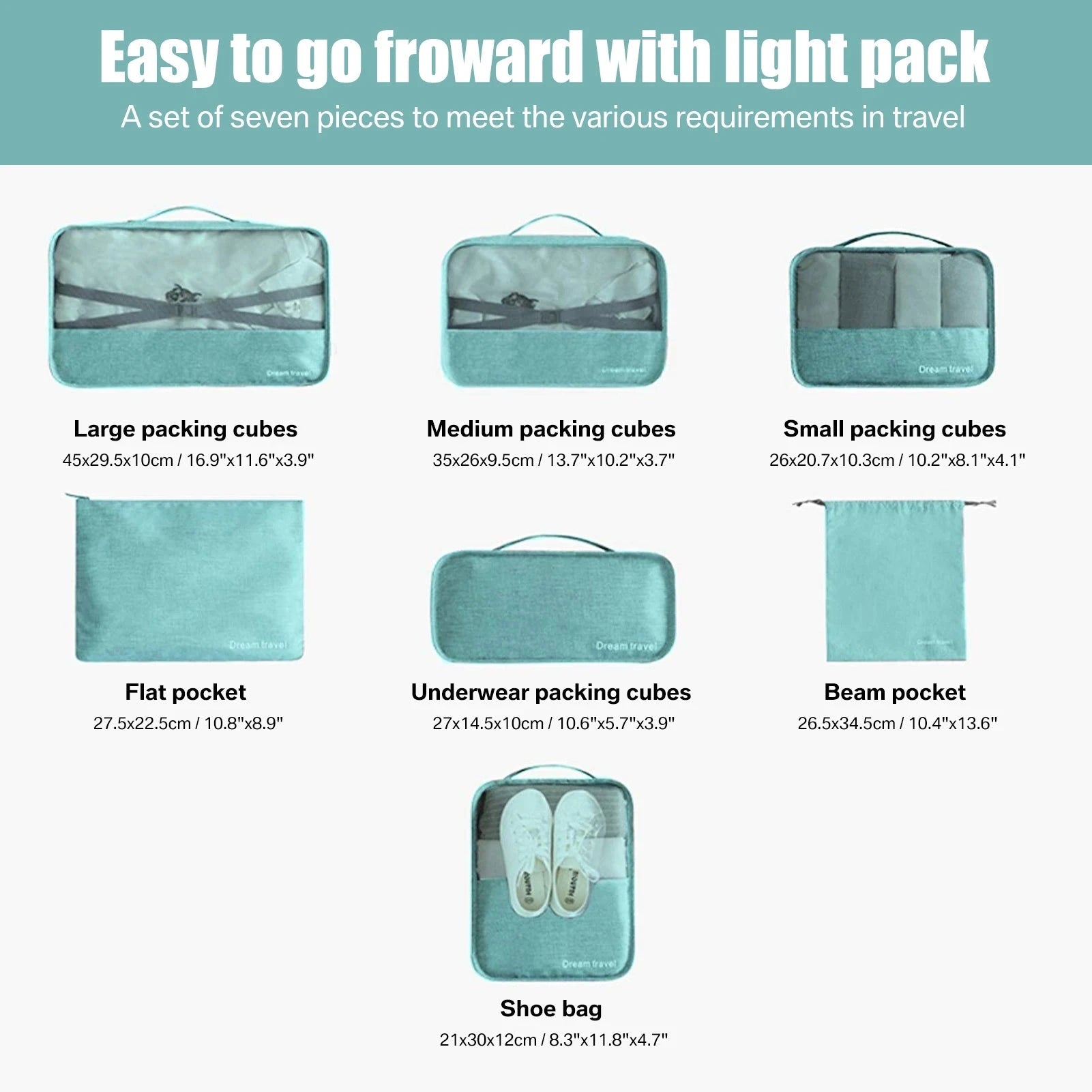 8/7/6 Pieces Set Travel Organizer Storage Bags Suitcase Packing Cubes Set Cases Portable Folding Luggage Clothes Shoe Tidy Pouch - AMULET RING STORE