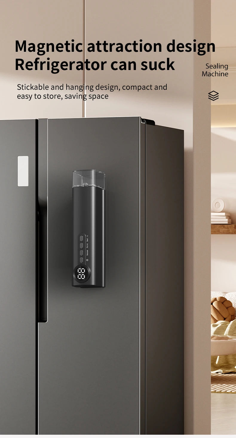 RS-F183H Mini Wireless Food Vacuum Sealing Machine, Digital Multifunctional Charging Magnetic Heat Absorption Sealing Machine. - AMULET RING STORE